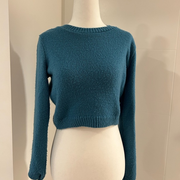 UO/Cooperative Cropped Blue Sweater - Picture 1 of 4